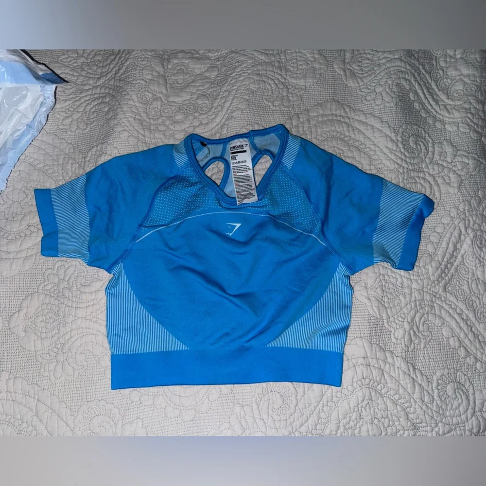 5- ULTRA SEAMLESS GYMSHARK CROP TOPS- BLACK, BLUE, PINK, TEAL, & ORANGE MEDIUM - Picture 4 of 15